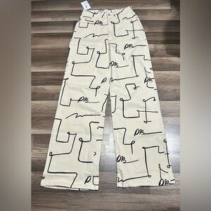 NWT WeWoreWhat High Rise Wide Leg Scribble Jean, Size 28 Retail $168